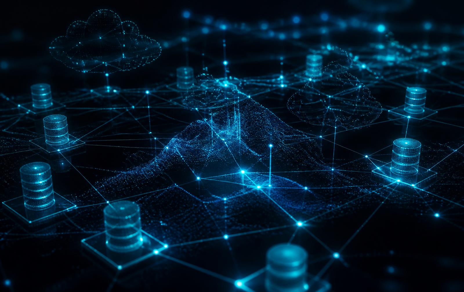 Illustration of connected database and cloud nodes